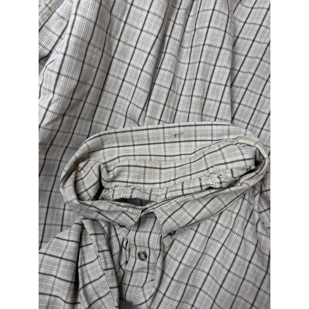 Cabelas Button Up Shirt Mens 3XLT Tall Khaki Brown Plaid Cotton Outdoors - Picture 10 of 11